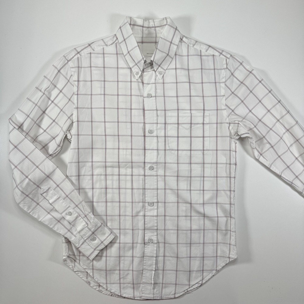 BAND OF OUTSIDERS Button Down‎ Shirt Mens Small White Grid Block Plaid Made USA